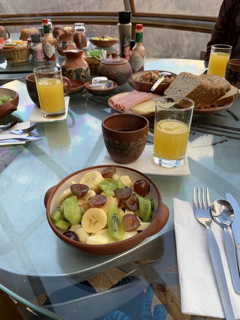 Farm to table breakfast in the Adventure Suites Dining Pod